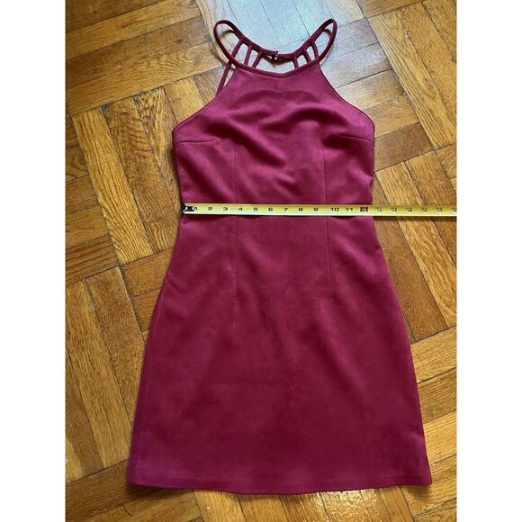 Urban Outfitters Faux Suede Minidress 2 Burgundy Strappy Party Minimalist Y2K - Picture 8 of 8